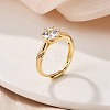 Brass Micro Pave Clear Cubic Zirconia Finger Rings for Women RJEW-U049-05G-1