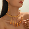 Alloy Floral Long Tassel Necklace & Earrings Set for Weddings and Formal Events DR5549-4