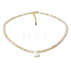 Natural White Shell Letter Faceted Glass Beaded Necklaces with 304 Stainless Steel End Chains SS7282-11-1