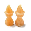 Natural Topaz Jade Carved Healing Cat with Witch Hat Figurines DJEW-D012-07I-1