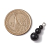 Natural Obsidian Round Beaded Pendants PALLOY-JF02867-07-2