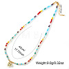 Beach Colorful Glass Beaded Alloy Heart Pendant Necklaces for Women NM2683-4