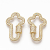 Brass Micro Pave Clear Cubic Zirconia Screw Carabiner Lock Charms ZIRC-T010-09-2