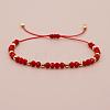 Glass & Brass Round Beads Braided Bead Bracelets RD6595-2-1