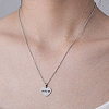 201 Stainless Steel Heart with Word Mom Pendant Necklace for Mother's Day NJEW-OY001-15-2