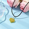 3D Heart Glass Seed Beads Pendant Necklaces NJEW-MZ00046-04-2