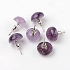 Half Round Dome Natural Amethyst Stud Earrings X-EJEW-L171-08-2