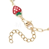 Brass Enamel Red Strawberry Link Mixed Chain Bracelet Making AJEW-JB01551-4