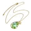 Transparent Epoxy Resin Teardrop & Brass Micro Pave Clear Cubic Zirconia Butterfly Pendant 304 Stainless Steel Cable Chain Necklaces for Women NJEW-JN06288-4