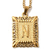 201 Stainless Steel Cable Chain Rectangle with Letter Pendant Necklaces NJEW-M070-01G-N-1