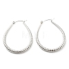 304 Stainless Steel Textured Teardrop Hoop Earrings EJEW-B023-19P-1