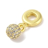 Rack Plating Brass Micro Pave Clear Cubic Zirconia European Dangle Charms KK-S380-25G-2