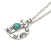 Letter A~Z Antique Silver Plated Alloy with Synthetic Turquoise Pendant Necklaces NJEW-G080-01D-2