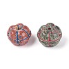 Picasso Baking Paint & Golden Metal Enlaced Glass Beads DGLA-T004-51M-2