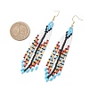 Handmade Glass Seed Beads Arrow Dangle Earrings EJEW-MZ00539-03-4