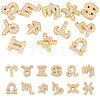 12Pcs 12 Styles Twelve Constellations Brass Micro Pave Clear Cubic Zirconia Pendants KK-TA0008-96G-1