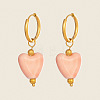 304 Stainless Steel with Handmade Procelain Hoop Dangle Earrings for Women CE4486-1