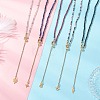 2.5MM Faceted Round Natural Tourmaline & Fluorite & Garnet & Obsidian & Lapis Lazuli Beaded Lariat Necklaces NJEW-JN05874-1