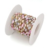 Handmade 304 Stainless Steel Dyed Shell Beads Oval Link Chains CHS-B011-03B-G-2