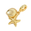Brass Starfish Shell Shape European Dangle Charms KK-I352-22G-2