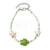 Handmade Glass Seed and Synthetic Turquoise Beaded Bracelets for Women BJEW-JB11299-2