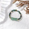 Natural Moss Agate Beaded Rings RJEW-TA00189-1