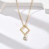304 Stainless Steel Crystal Rhinestone Geometric Pendant Cable Chain Necklaces NJEW-Z073-01G-03-1