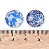 Blue and White Floral Printed Glass Cabochons X-GGLA-A002-14mm-XX-3