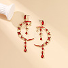 Moon Alloy Rhinestone Dangle Stud Earrings FS-WG6E315-01-2