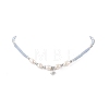 Clear Cubic Zirconia Star Charm Necklace with Natural Ang & Imitation Pearl Beaded Chains for Women NJEW-JN04148-4