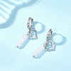 304 Stainless Steel Rose Quartz Column Hoop Earrings EJEW-JE06791-02-2