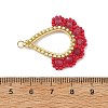 Dyed Natural Malaysia Jade & Glass Seed Beaded Pendants PALLOY-MZ01430-02-3