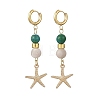 Synthetic Chrysocolla & Natural Agate Beads Hoop Dangle Earrings EJEW-JE07321-4