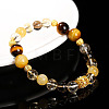 Natural Tiger Eye & Crystal Quartz Round Beads Stretch Bracelets WG049BD-07-1