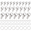 120Pcs 3 Styles 304 Stainless Steel Lobster Claw Clasps with 120Pcs 3 Styles Open Jump Rings STAS-SC0004-88-1