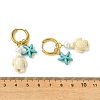 Tortoise & Starfish Synthetic Turquoise Hoop Earrings EJEW-JE07147-02-5