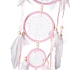 Handmade Round Woven Net/Web with Feather Wall Hanging Decoration HJEW-G015-05-4