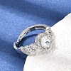 Brass Micro Pave Clear Cubic Zirconia Cuff Open Rings CU-CBA5C10-17P-2