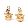 Brass Micro Pave Cubic Zirconia Charms KK-C155-17G-03-2