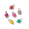 6Pcs 6 Colors Natural Quartz & Grey Agate & Banded Agate & Green Onyx Agate Faceted Cube Charms PALLOY-JF04798-01-1