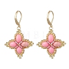 Clover Glass Seed & Synthetic Imperial Jasper Woven Leverback Earrings EJEW-MZ00658-01-3