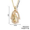 Shiny Brass Micro Pave Clear Cubic Zirconia Hollow Hamsa Hand Vintage Statue Pendant Necklaces DN8896-3-1