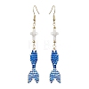 Glass & Shell Dangle Earrings EJEW-MZ00160-02-1