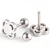 201 Stainless Steel Flower Barbell Cartilage Earrings EJEW-R147-15-2