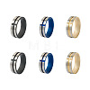 Crafans 6Pcs 3 Colors Stainless Steel Plain Band Rings RJEW-CF0001-03-10