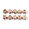 Engraved Beech Wood Beads WOOD-N022-07-2