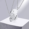 201 Stainless Steel Black Enamel Baby Bear Mother Bear Split Pendant Necklaces for Mother's Day WG98DEA-03-5