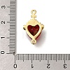 Brass FireBrick Cubic Zirconia Sacred Heart of Jesus Connector Charms LS-KK-R002-27G-02-3
