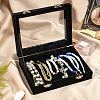 Rectangle Clear Window Jewelry Velvet Presentation Box Organizer with MDF Wood and Iron Locks VBOX-WH0010-01-7