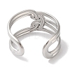 Non-Tarnish 304 Stainless Steel Oval Open Cuff Ring for Women RJEW-C091-01P-3